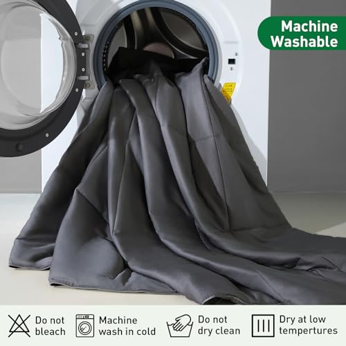 All Seasons King Size Bamboo Viscose Comforter - Hypoallergenic Cooling Duvet Insert - Grey (102x90)