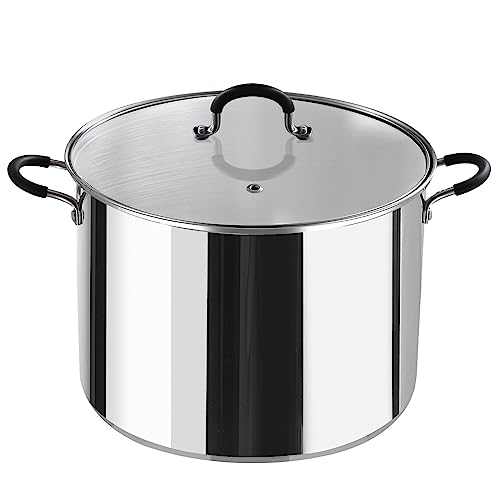 20 Quart Stainless Steel Stock Pot with Lid - Professional Cooking Pot for Pasta & Soup