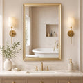 Gold Bathroom Mirror 24x36 Inch Rectangular Vanity Mirror - Brushed Gold Frame, Vertical & Horizontal Mounting