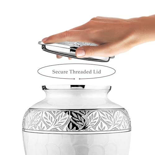 Pearl Cremation Urn for Adults - Silver Lining Memorial for Human Ashes, 200LB Capacity, Trupoint Memorials