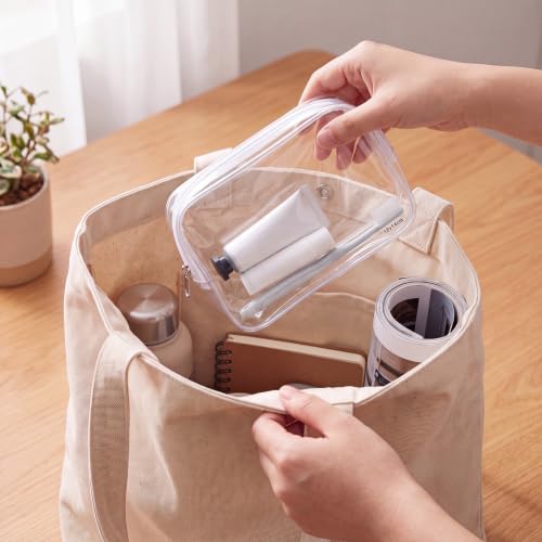 Clear Makeup Bags Set - 30 Reusable Toiletry Organizers, White