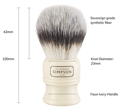 Alexander Simpson Trafalgar T1 Synthetic Shaving Brush Ivory Handle Luxurious Dense Bristles