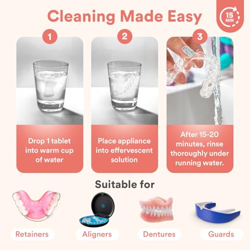 Dye-Free Retainer & Night Guard Cleaning Tablets - Mint Scent, 120 Count (4-Month Supply) - Invisalign & Odor Removal