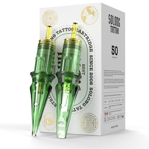 Solong Pro Disposable Tattoo Cartridge Needles 50Pcs Kit - Round Liner & Magnum 10#