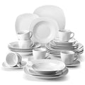 ELISA 30-Piece Porcelain Dinnerware Set for 6 - Grey & White, Chip & Scratch Resistant
