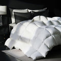 California King Goose Feather Down Fiber Comforter - White, Hotel-Grade Luxury