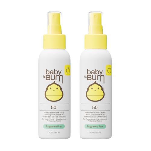 Sun Bum Baby SPF 50 Mineral Sunscreen Spray - Travel Size 6 Fl Oz - Sensitive Skin & Face & Body Protection, Fragrance-Free, 2 Pack