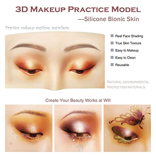 Bueuo 3-Piece Makeup Practice Face Board – 3D Realistic Mannequin with Half Board (Black/Yellow/White) for Beginners & Pros