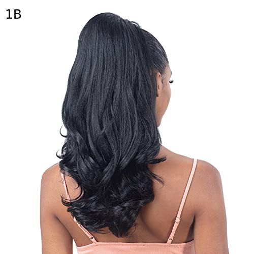 Natural Bouncy Curl Drawstring Ponytail - Jet Black 1