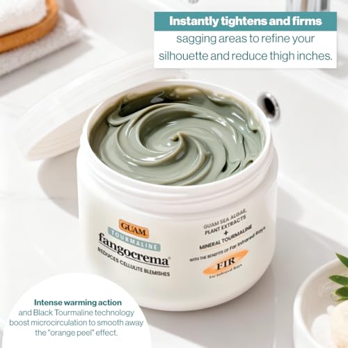 GUAM Fangocrema Anti-Cellulite Cream ? Seaweed & Tourmaline FIR for Skin Tightening ? Hot Gel with Caffeine for Firming & Contouring (10.5Oz)