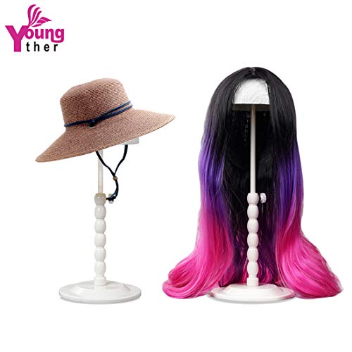 Adjustable Wig Stand with Anti-Slip Lace - 1 Piece, Height 12-18.8 Inches - Wig Display Holder - Black