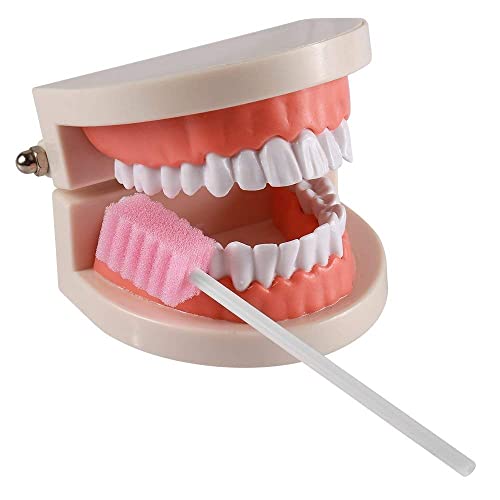 Wellgler Disposable Oral Care Swabs - Pink Ridge Design, 250 pcs, Sterile & Individually Wrapped