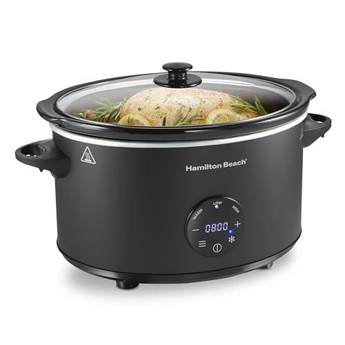 6 Quart Programmable Slow Cooker with Defrost Function - Black