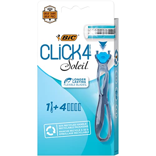 BIC Soleil Bella Click Women's 4-Blade Disposable Razor, 1 Handle and 4 Cartridges (Pack of 3)