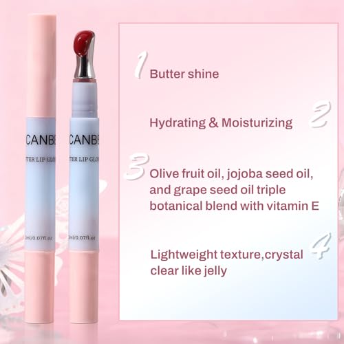 UCANBE Butter Lip Gloss, Hydrating & Moisturizing Lipgloss with Metal Tip, Lightweight, Non-Sticky, Smooth, Nourishing for High-shine Finish(01 Clear)