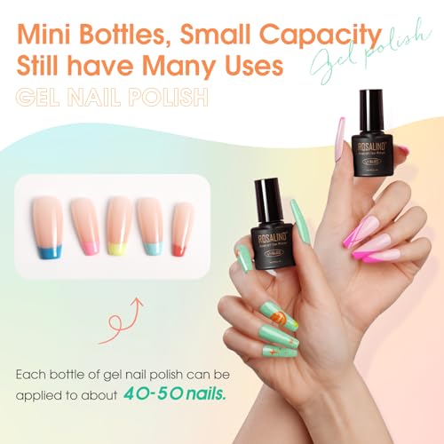 ROSALIND 65PCS Gel Nail Polish Set 60 Colors Glitter Red + Top & Base Coats - Variation of THIS listing