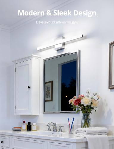 6000K 24 Inch Bathroom Mirror Wall Lights - 2 Pack Chrome Modern Fixtures