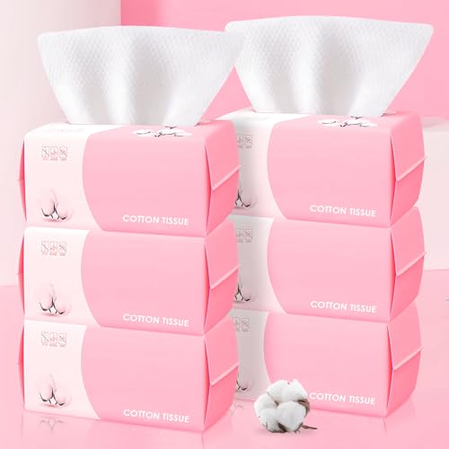 Disposable Cotton Face Towels 600 Count for Skincare & Makeup Remover - 6 Pack