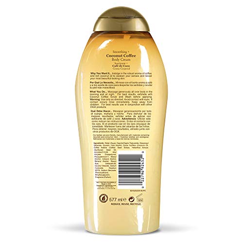 OGX Smoothing + Coconut Coffee Body Cream 19.5 oz,(Pack of 2)