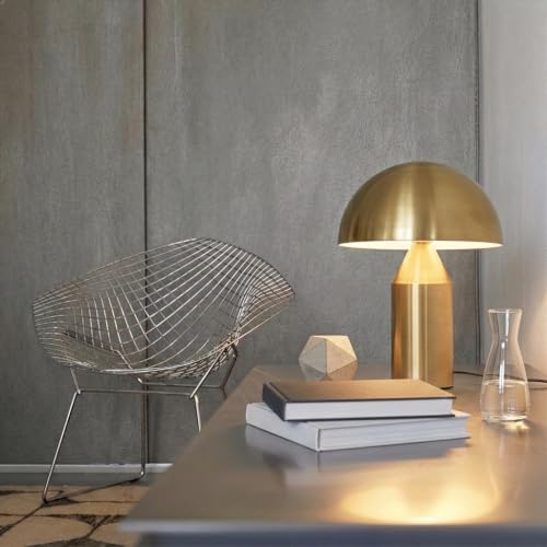 Brightech Venus Mushroom Table Lamp Brass - Dimmable Modern Accent Light for Living Room & Bedroom