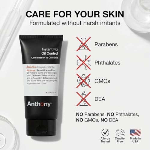 Anthony Instant Fix Oil Control for Men ? Mattifying Lotion for Oily Skin ? Moisturizer and Pore Minimizer Instantly Eliminates Shine ? 3 Fl Oz