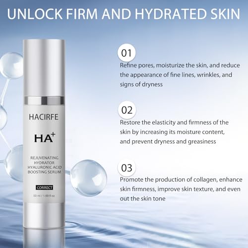 HACIRFE 1.69 Fl Oz Multi-Weight Hyaluronic Acid Face Serum with Niacinamide - Hydrating & Anti-Aging