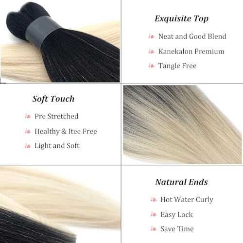 Pre Stretched Ombre Blonde Braiding Hair Pack of 8 - 26 Inch Knotless Extensions