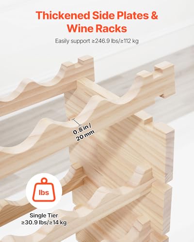 VEVOR Natural 8-Tier Stackable Modular Wine Rack for 96 Bottles, Freestanding Wood Storage