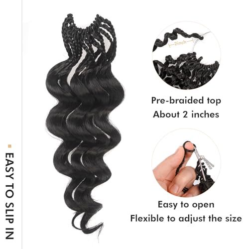 ToyoTress Ultraess Ocean Wave Crochet Hair 8 Inch - 8 Packs Pre-Braided Loop Black