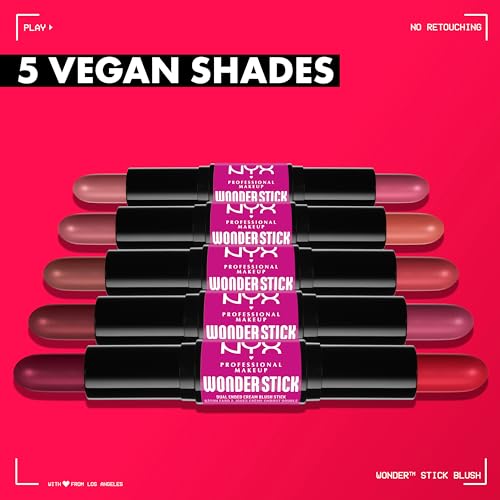 NYX PROFESSIONAL MAKEUP Wonder Stick Blush with Hydrating Hyaluronic Acid, Dual-Ended Cream Blush Stick - Light Peach & Baby Pink