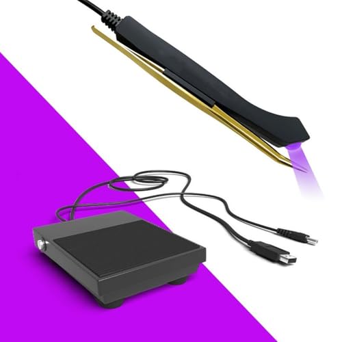 5W Lash Light Fast Curing 395-400nm, Aluminum Alloy, Foot Pedal, Eyelash Extension Nail Art UVs LED Craft Lamp with Control Switch, Multifunctional Tool
