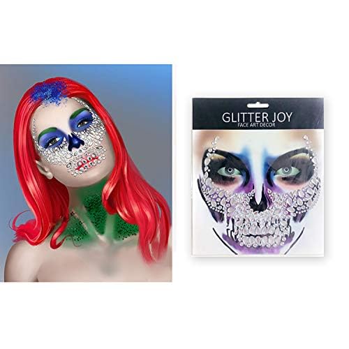 Skull Face Jewels Day of the Death Face Gems for Halloween Face Decals,6-Pack