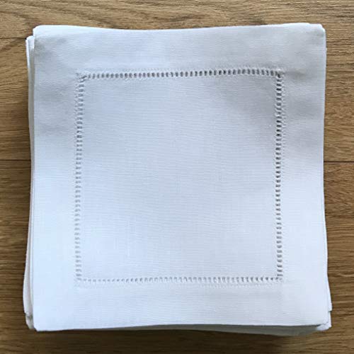Minhcraft White Linen Cocktail Napkins 6x6 Inches Set of 50 Eco-Friendly Table Linens
