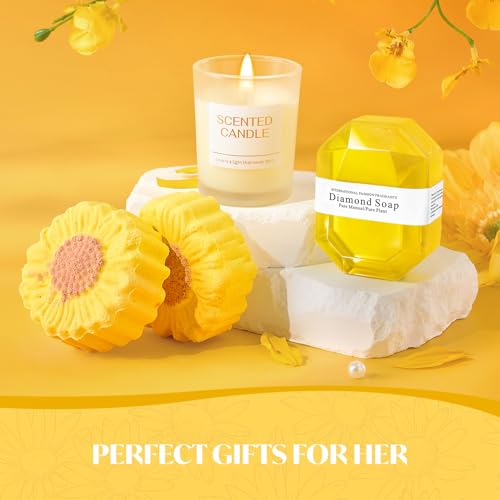 Lemon Sunflower Gift Basket for Women - Spa Self-Care & Relaxation Set