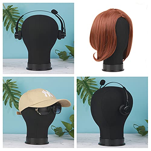 21 Inch Black Canvas Wig Head Mannequin for Styling & Display - Mannequin Head with Stand | Lucicass