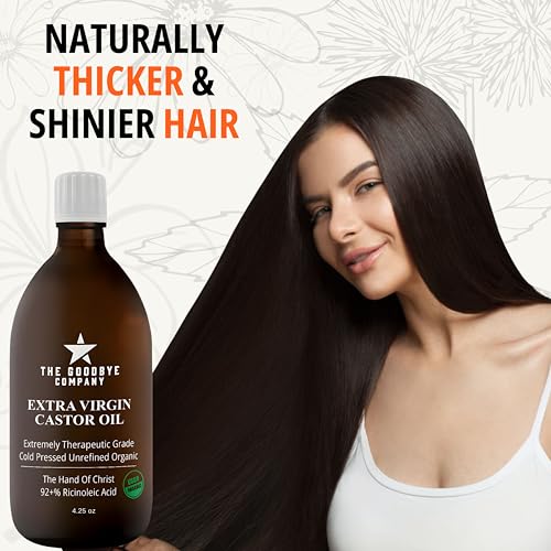 The Goodbye Company Organic Cold Pressed Castor Oil 4.25oz Pack of 2 - Hair, Skin & Lash Nourishment