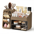 Countertop Makeup & Skincare Organizer with Adjustable Brush Holder - Taupe