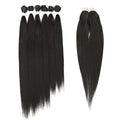 7pcs Silky Straight Hair Extensions 20-24 Inches - Black, Heat Resistant Synthetic Fiber