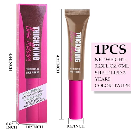 Tinted Thickening Brow Gel Brown Mascara,Tinted Eyebrow Gel,Waterproof, Transfer-proof, Brush to Fill in Eyebrows and Cover Gray Hairs - Cruelty Free (1pc 06 Brunette)