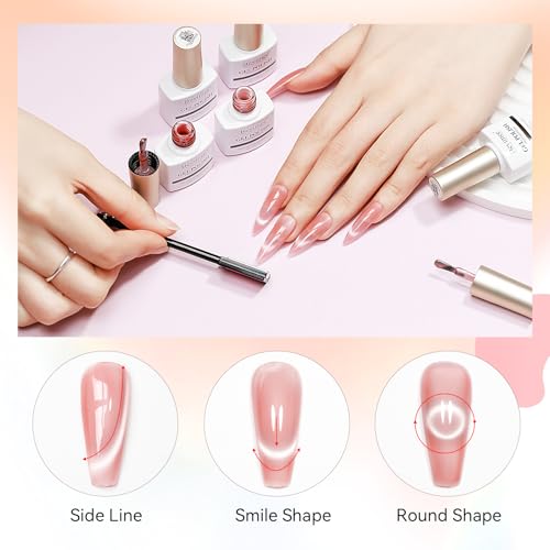 Cateye Gel Polish Set With Magnet, Pink Purple Red 10 Colors Jelly Magnetic Nail Polish Moonlight, Holographic Glass Shimmer Glitter Soak Off UV Gel Salon DIY At Home, 8ml