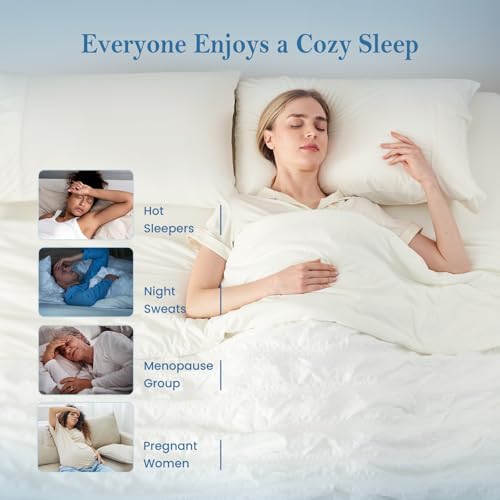 King Size Cooling Comforter with Seersucker Plaid Fabric - Lightweight Summer Bedding, Breathable Silk Feel
