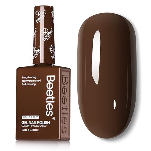 Beetles Dark Brown Gel Polish Winter, 1 PC 15ML Hame Free Mocha Coffee Brown Color Polish Nail Gel Autumn Colorful Bottle Coffee o'Clock Soak Off UV Nail Art Manicure Gift for Women