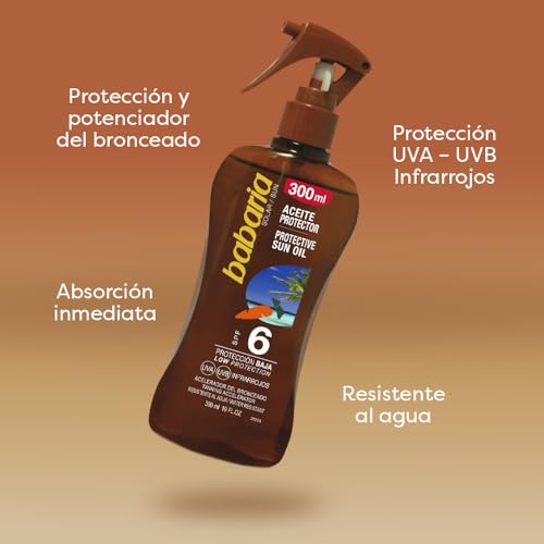 Babaria Sun Aceite Solar Sun Oil SPF 6 Carrot 10 oz - Sun Protection & Skin Care