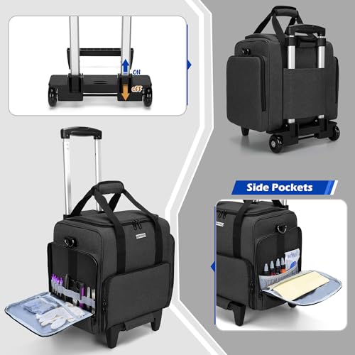 Tattoo Equipment Rolling Case with Removable Pouches - Heavy-Duty Organizer