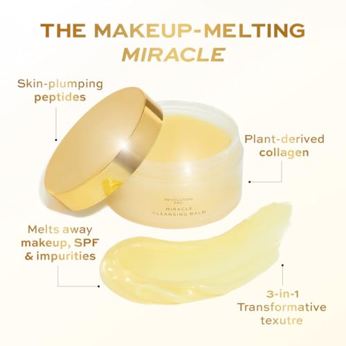 Revolution Beauty London Pro Miracle Vegan Collagen Cleansing Balm, Hydrating & Nourishing Face Cleanser & Makeup Remover, Vegan & Cruelty-Free, 3.4 oz