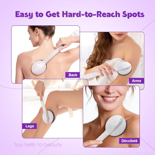 Babysheep Face & Body Kabuki Brush with Long Handle - White/Purple