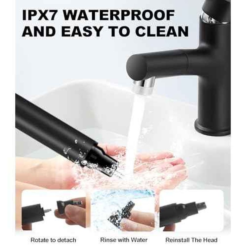 BUV Nose Hair Trimmer with LED Display- 2025 Professional Painless Ear Hair Trimmers for Men and Women, USB Rechargeable Nose Hair Trimmer Clipper ? 14,000 RPM IPX7 Waterproof Dual Edge Blades, Black