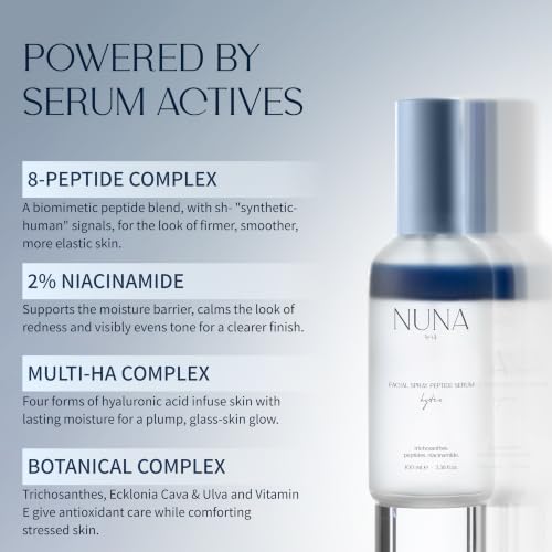 Hydrating Facial Mist & Serum Spray with Peptides & Hyaluronic Acid – Korean Moisture Boost, Makeup Setting & Refresh – 3.38 fl oz