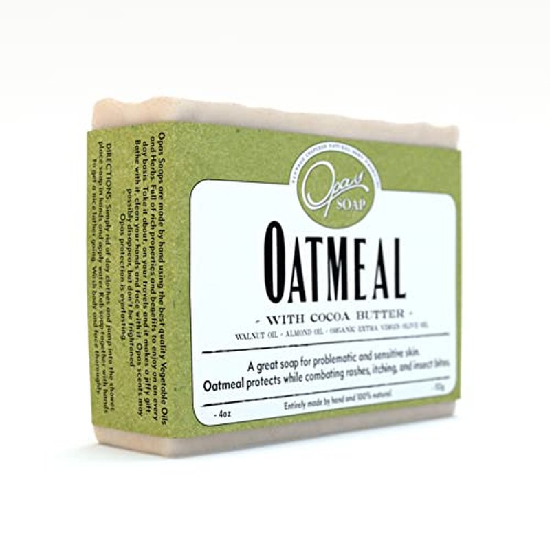 100% Natural Oatmeal Soap - UNSCENTED - with Organic Cocoa Butter and Organic Oats - Great for Sensitive Skin, Eczema or Psoriasis - For ALL skin types - Stops the itching and irritation