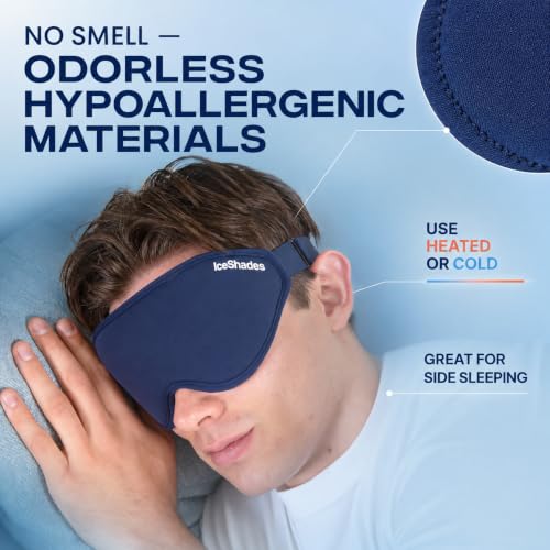 IceShades Cooling Gel Eye Mask for Migraines & Hangover Relief - Blue - Dual Hot & Cold Therapy